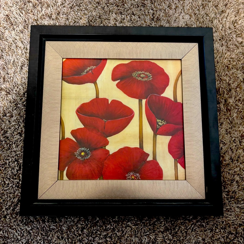 Framed Red Poppy Wall Art